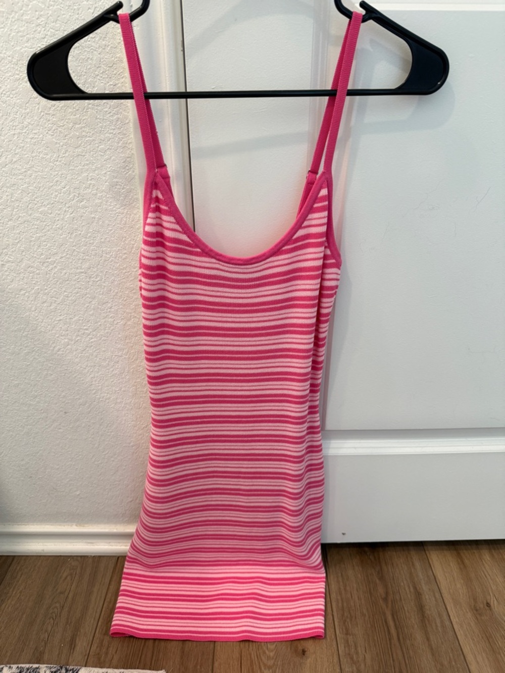 White Fox Boutique Pink Striped Ribbed Mini Dress